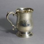A silver tankard in the late 18th century style, of baluster shape with acanthus scroll handle &