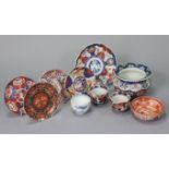 A group of ten items of 19th century & later Japanese porcelain, including a 9” Imari dish, a