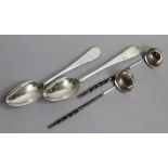 A pair of Scottish George III silver Old English tablespoons, Edinburgh 17? by Alexander Gardner;