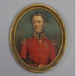 ENGLISH SCHOOL, early 19th century. A half-length portrait of a military officer; Oil on panel: 10¾”