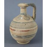 AN ANCIENT CYPRIOT BI-CHROME WARE POTTERY VESSEL, painted with concentric circulars above
