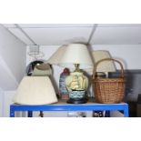 Three tablelamps, a kitchen scale, various other kitchenalia, & sundry items.