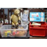 A growling teddy bear; various model cars; various toys & games, etc.