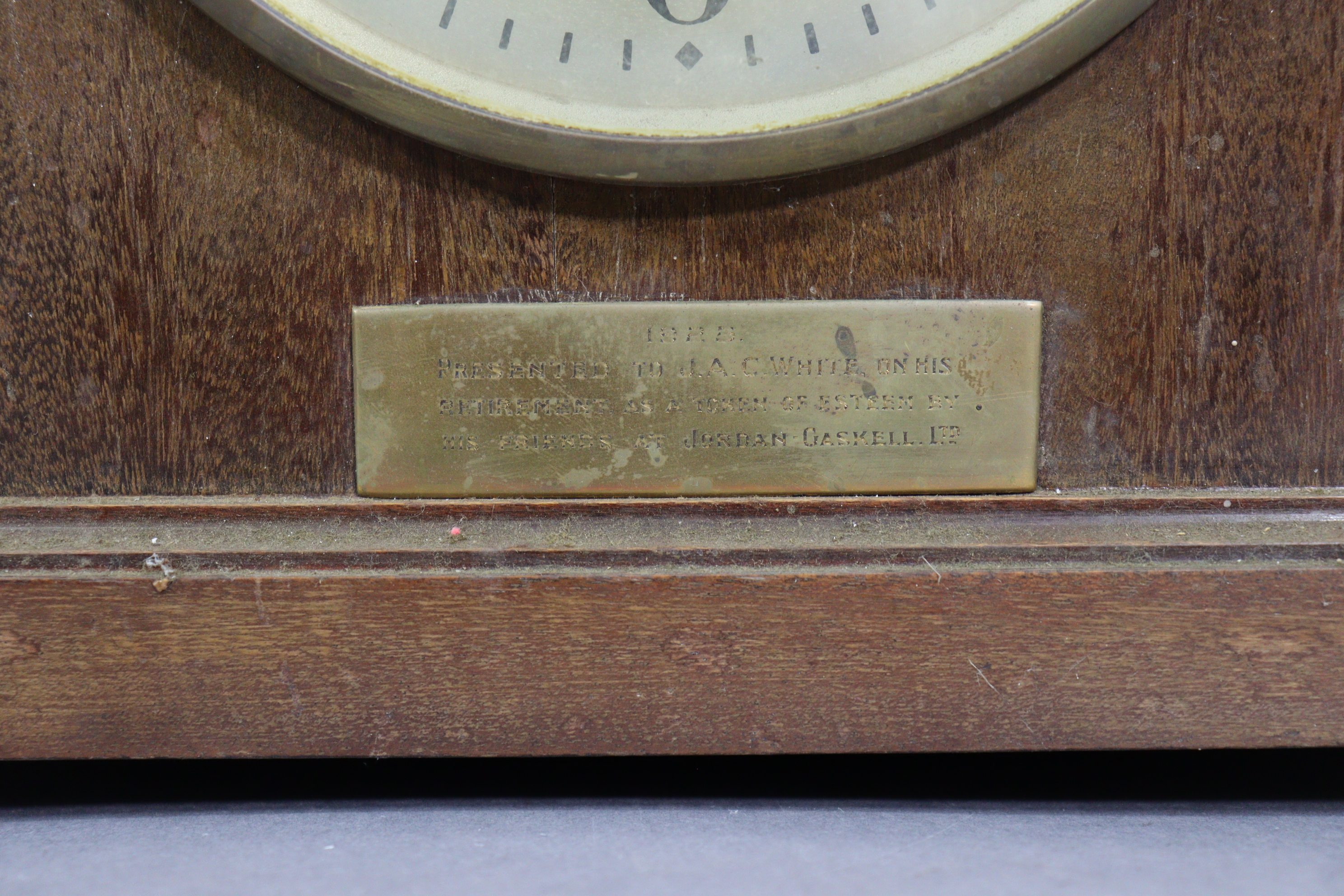 A 1930’s large mantel clock with a silvered dial, striking movement, & in a mahogany dome-top - Image 2 of 5