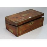 A 19th century brass-inlaid rosewood large writing slope with a fitted interior, 17¾” wide.