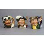 Three Royal Doulton large character jugs “Aramis” (D6441); “Punch & Judy Man” (D6590) chipped; & “