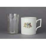 An etched glass beaker to commemorate Queen Victoria’s diamond jubilee (1837-1897), 4¼” high; & a