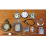 A continental silver-cased pocket watch "The Westville Lever", two metal-cased pocket watches; two