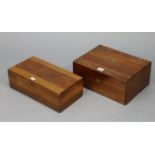 A 19th century cedar wood jewellery box with a fitted interior, 12¾” wide; & a mahogany trinket box,