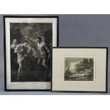 An aquatint after Thomas Gainsborough, titled to reverse “Wooded landscape with country cart and