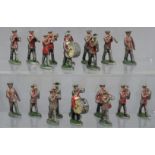 Twenty vintage painted aluminium marching bandsmen figures.
