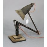 A vintage anglepoise desk lamp by Herbert Terry & Son of Redditch (lacking one spring, requires