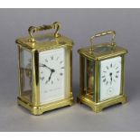 Two brass-cased carriage clocks, w.a.f., 5¼” & 4¼” high.
