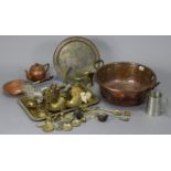 A vintage copper two-handled preserve pan, 15¼” diameter; together with various other items of