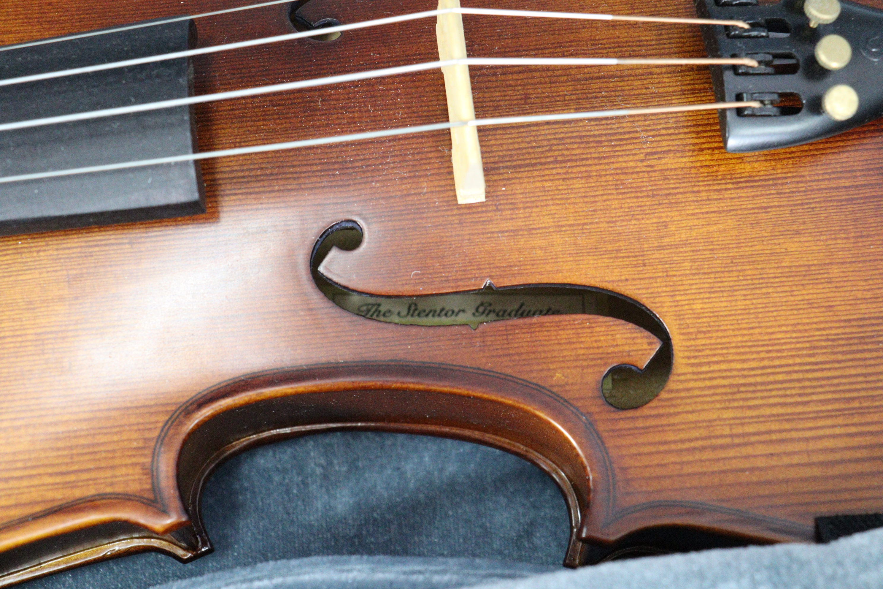 A Stentor violin & bow, cased; together with three modern posters. - Image 3 of 8