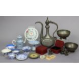 Various items of English & Chinese porcelain, oriental china & metalware, two lacquer boxes, etc.