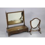 A 19th century-style mahogany rectangular swing toilet mirror fitted three small drawers to the