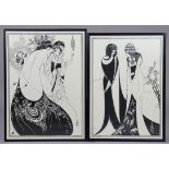 After AUBREY BEARDSLEY (1872-1898). Two black & white prints of illustrations for Oscar Wilde’s