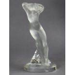 A Lalique crystal clear & frosted figure titled “Danseuse bras leves”, depicting a female nude