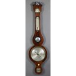 An early 19th century mahogany banjo barometer by T. Testi, Somerton, with swan-neck pediment,