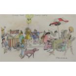 MICHAEL FFOLKES (1925-1988). “Panorama, Central Park Sunday 29 VII ‘76”. Pen & watercolour, signed &