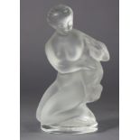 A Lalique crystal clear & frosted figure titled “Diane” depicting a kneeling Diana the Huntress with