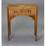A George III inlaid-mahogany small side table, with marquetry decoration of a classical figure scene