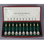 A set of ten silver & parcel-gilt “The Queen’s Beasts” spoons commemorating the Queen’s Silver