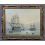 MICHAEL J. WHITEHAND (b. 1941). “H.M.S. Victory, Portsmouth”, signed & dated ’93 lower left. oil