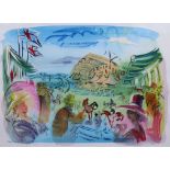 PAUL COX (b. 1957). “Goodwood Races”, signed & dated ’07. Pen, watercolour & bodycolour; 19½” x 27”,