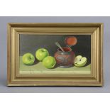 GEORGE J. BAILEY (20th century). Still life of apples & a sugar pot, signed “Bailey” lower right,