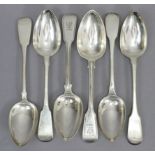 A pair of George IV silver Fiddle pattern table spoons, Newcastle 1825 by John Walton; a pair of