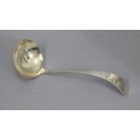 A modern silver Old English soup ladle with gilt interior to the circular bowl, 10½” long, Sheffield