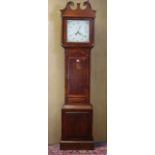A late 18th/early 19th century provincial longcase clock, the painted 11½” dial inscribed “