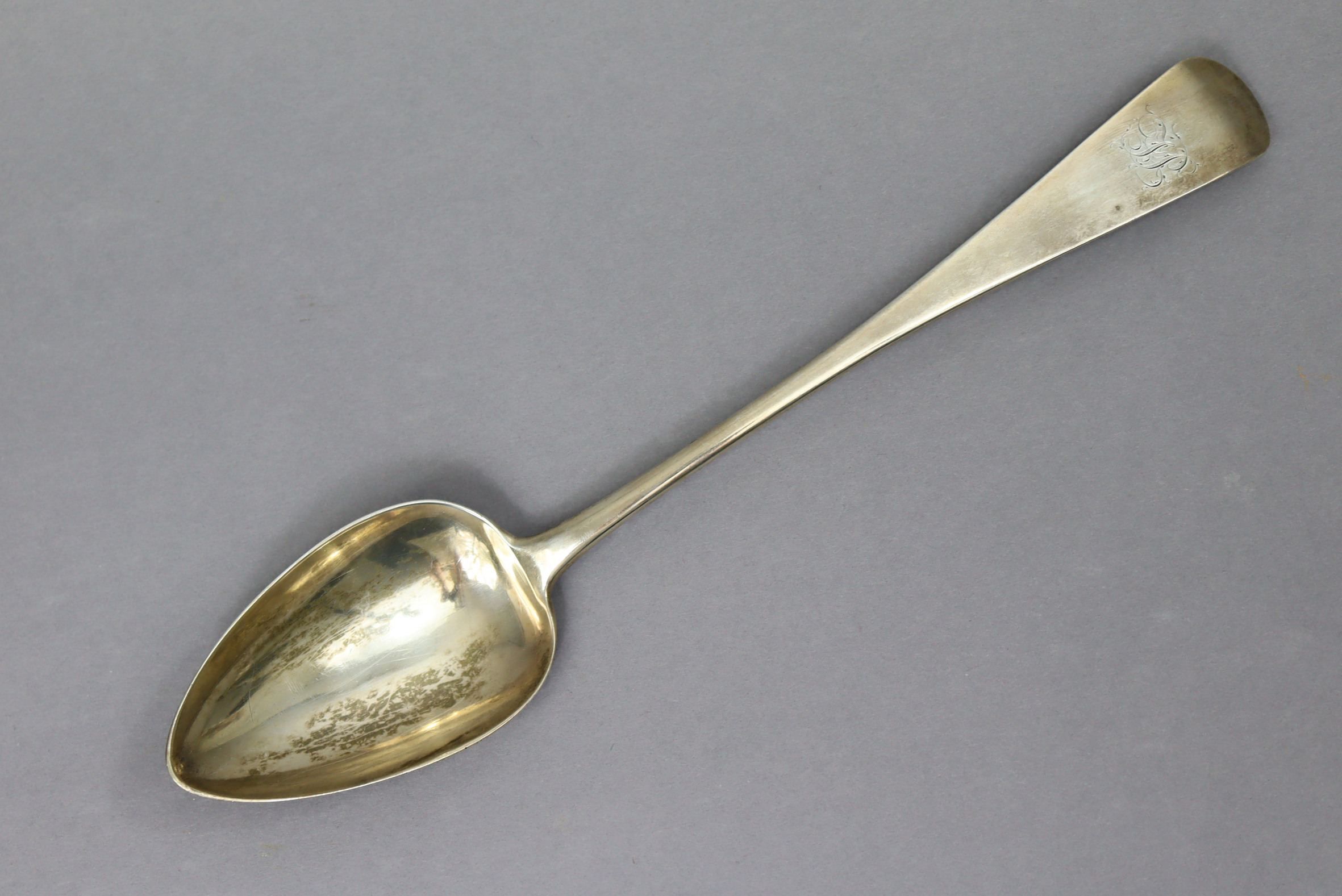A William IV silver Old English basting spoon, 11¾” long, Exeter 1831 by George Turner (3oz).