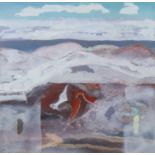 DEREK HYATT (1931-2015). “Light Snow on High Ground”, oil on board: 18” x 18½”, in glazed frame