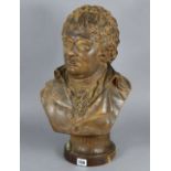 J. CHERET; a plaster bust of a gentleman, signed & dated 1801 to the round socle; 19¼” high.