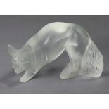 A Lalique crystal frosted ornament in the form of a fox titled “Renard Goupil”, signed to the