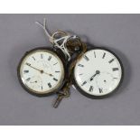 A Victorian silver-cased gent’s pocket watch with white enamel dial & verge movement, London 1846; &