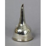 A Victorian silver wine funnel with moulded rim & removable strainer, London 1840 by Edward,