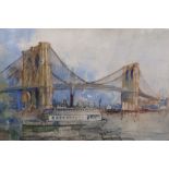 ARTHUR HENRY KNIGHTON-HAMMOND, R.I., R.O.I., R.S.W. (1875-1970). “Brooklyn Bridge”, New York, the