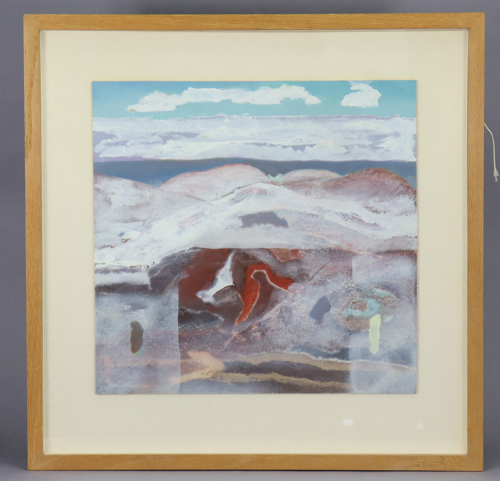 DEREK HYATT (1931-2015). “Light Snow on High Ground”, oil on board: 18” x 18½”, in glazed frame - Image 2 of 3