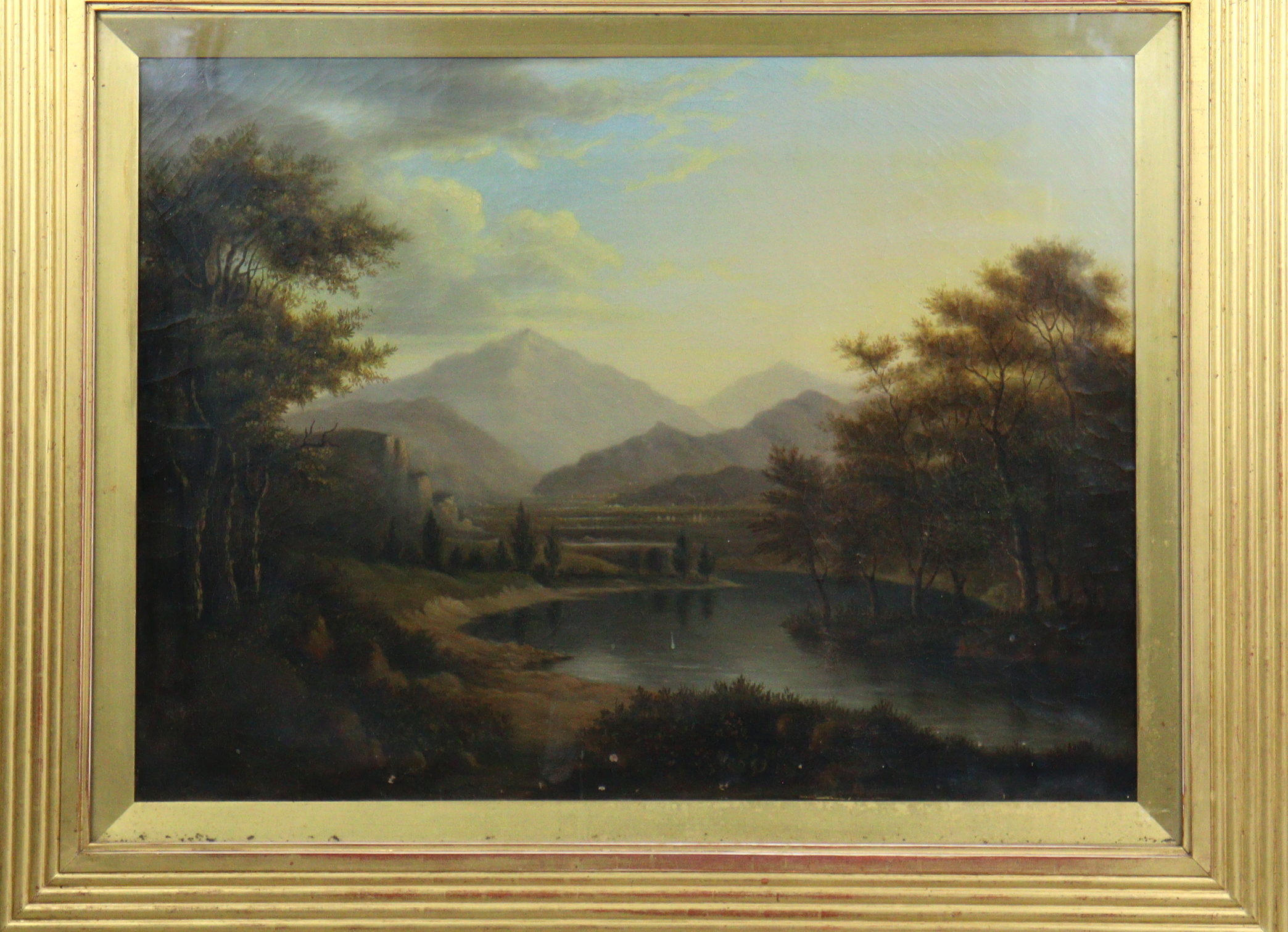 ENGLISH SCHOOL, early 19th century. “Snowdon”, oil on canvas: 18” x 24”, inscribed & signed - Image 2 of 12