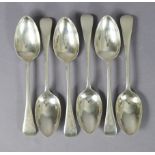 Six George V silver Old English dessert spoons, Sheffield 1922 by Cooper Bros. (9½oz).