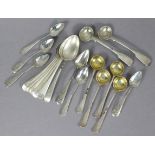 Six silver Old English teaspoons, Sheffield 1920 by Cooper Bros.; a Georgian teaspoon; a pair of