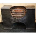 A Victorian cast-iron fire grate of rectangular form with serpentine front & pair of hob stands,