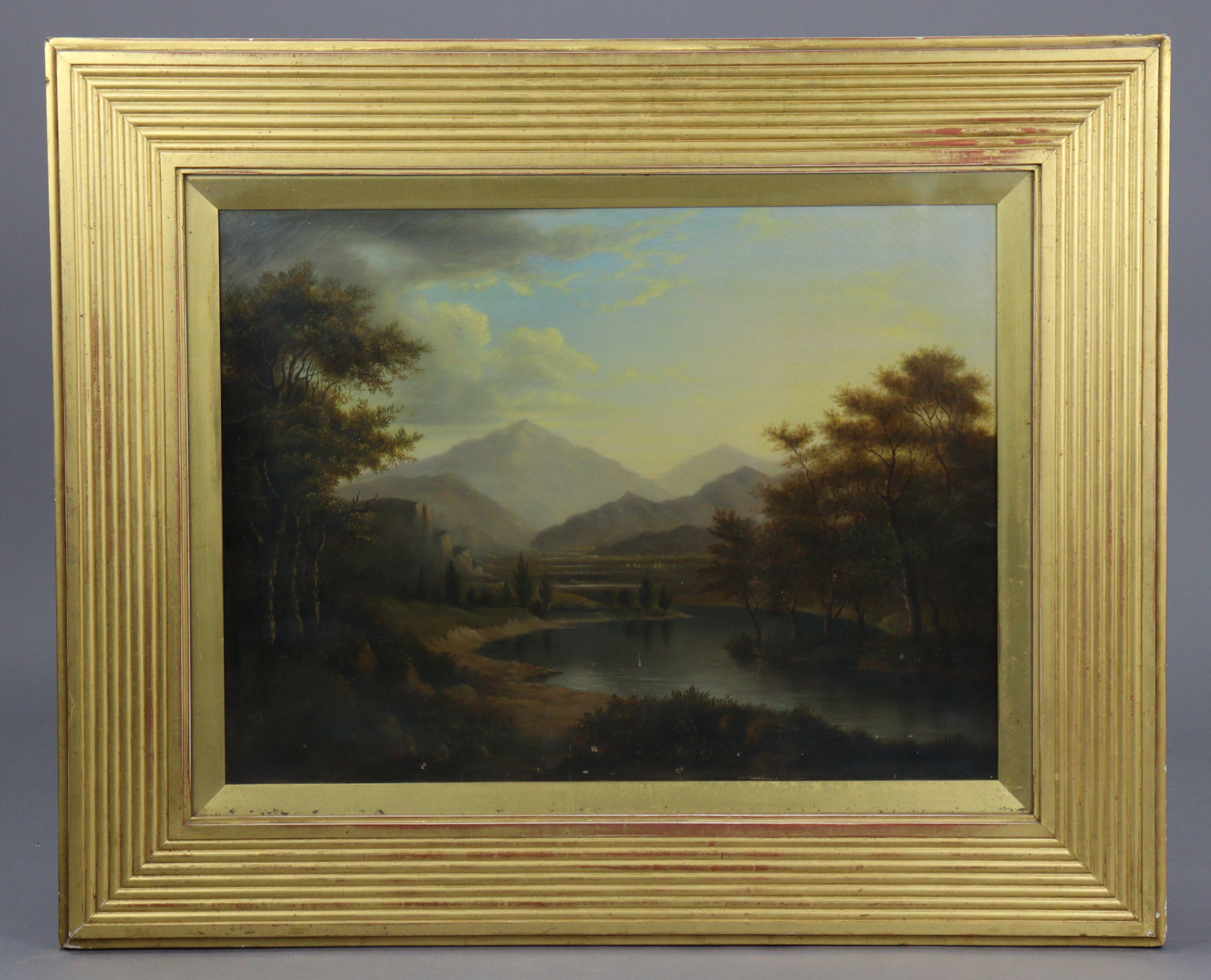 ENGLISH SCHOOL, early 19th century. “Snowdon”, oil on canvas: 18” x 24”, inscribed & signed