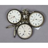 Three various gent’s pocket watches in continental silver cases (w.a.f.).