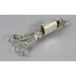 A pair of George III silver scissor-action candle snuffers with spring-loaded wick trimmer,