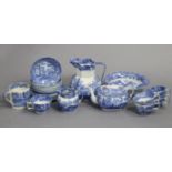 Two Copeland’s blue & white “Spodes Italian” jugs; a ditto teapot, (w.a.f.); & nineteen ditto
